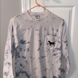 PINK grey and white long sleeve shirt